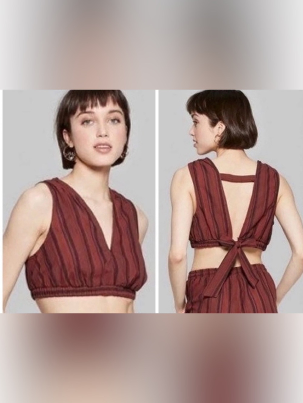 wild fable Boho Striped Tie-Back Cropped Tank Size XS